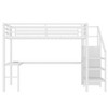 Full Size Loft Bed with L-shaped Desk and USB Metal Loft Bed with Wardrobe and Adjustable Shelf White - 4 of 4