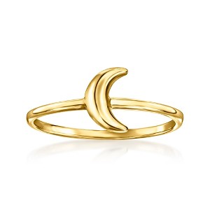 Ross-Simons 10kt Yellow Gold Moon Ring Size 9 - 1 of 4