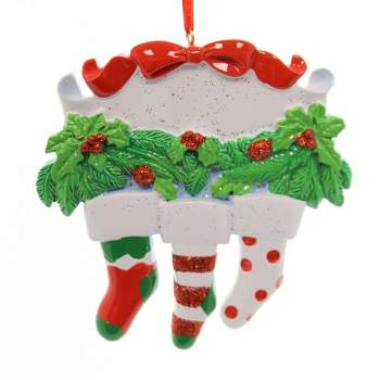 Personalized Ornament 4.0 Inch Three Sock Family With Holly Christmas Tree Ornaments