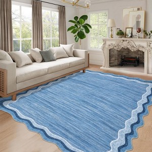 Machine Washable 8x10 Living Room Rug Modern Plain Carpet Stain Resistant Easy To Clean Carpet Non Slip Low Pile Floor Cover For Bedroom Playroom - 1 of 4