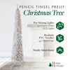 Home Heritage Tinsel Tree 7 Foot Skinny Pencil Pre-Lit Artificial Christmas Tree Holiday Decor with 150 Warm White LED Lights and Stand, Silver - 2 of 4