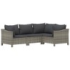 vidaXL 4 Piece Patio Lounge Set with Cushions Gray Poly Rattan - 3 of 4