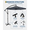10FT Cantilever Umbrella with Cross Base - 2-6 People, Outdoor Offset Design with Crank Lift, Fade-Resistant Canopy for Deck Pool Garden Backyard - 4 of 4