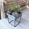 Indoor/Outdoor Arne Steel Plant Stand with Deep Galvanized Tray Black Powder Coated Finish - Achla Designs: 18" Square, No Assembly Required - 4 of 4