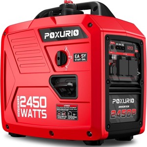 POXURIO 2450W Inverter Generator Gas Powered Super Quiet 59dB Red 6L Tank 14 Hour Runtime 43LB Portable RV Camping Home Use - 1 of 4