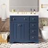 Vynxaria 36" Blue Modern Bathroom Storage Cabinet with Resin Sink and Ample Drawers - 2 of 4