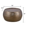 CT501 Modern Contemporary Round Aluminum material 32inCoffee Table, Farmhouse Table with Glossy Hand Hammered Design Antique Gold - 2 of 4
