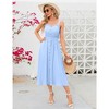 Women's Dress Casual Summer Spaghetti Strap Dress Button Down Sleeveless A Line Beach Swing Midi Sundress - 4 of 4
