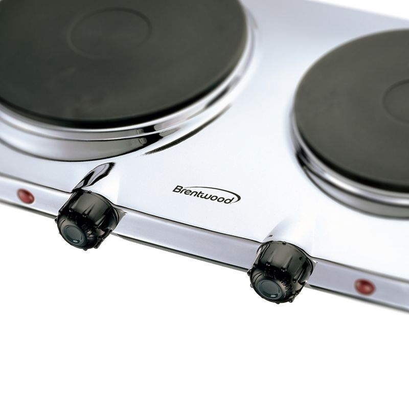 Brentwood Electric 1440W Double Hotplate Chromed, 3 of 5