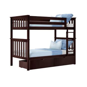 Max & Lily Twin over Twin Bunk Bed with Under Bed Storage Drawers
