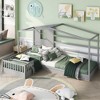 Twin Size Wood House Bed with Fence and Slatted Frame - 2 of 4