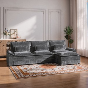 ALAUAM 116”Cloud Sectional Couches L-Shaped Sofa Deep Seat& Movable ottoman, Modern Comfort Upholstered Sofa - 1 of 4