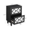 WhizMax 2 Drawer Nightstand Set of 2, Modern Mirrored Night Stand with Crystal Handle, Bedside Furniture for Bedroom Living Room, White - 3 of 4