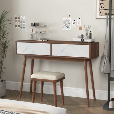 NicBex Console Table with 2 Carved Panel Drawers,Entryway Table with Handle Free Design,Modern Couch Table for Living Room,Natural