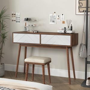 NicBex Console Table with 2 Carved Panel Drawers,Entryway Table with Handle Free Design,Modern Couch Table for Living Room,Natural - 1 of 4