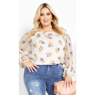 Women's Plus Size Anais Top - ivory | CITY CHIC