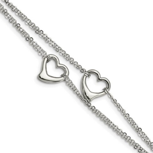 Black Bow Jewelry Stainless Steel Double Open Hearts Bracelet, 7 Inch - image 1 of 4