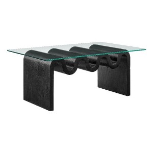Modway Ondine Glass and Wood Coffee Table in Black - 1 of 4