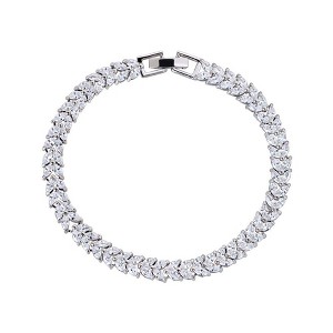 Hollywood Sensation Heart Cubic Zirconia Tennis Bracelet with Marquise Cut White Diamond Cubic Zirconia Stones 7.25 Inches Gold - 1 of 4