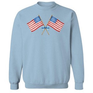 Rerun Island Men's Amercian Flag And Bow Americana 4Th Of July Long Sleeve Graphic Cotton Pullover Sweatshirt - 1 of 4