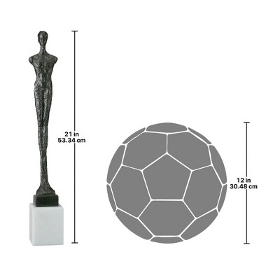 Contemporary Iron Male Form Sculpture on Marble Base, 24" Height