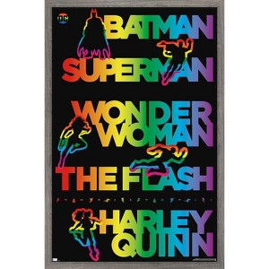 Trends International DC Comics Justice League - Rainbow Silhouette Framed Wall Poster Prints - 1 of 4