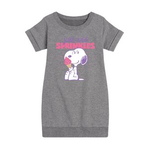 Girls' - Peanuts - Just Add Sprinkles Graphic Short Sleeve Fleece Dress - 1 of 4