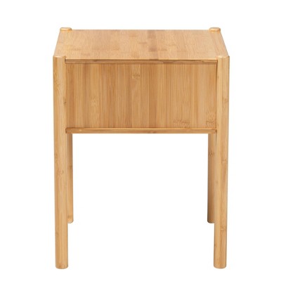 Naresh Natural Bamboo Wood 1-Drawer End Table with Storage