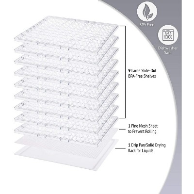 Ivation 9-Tray Black Digital Food Dehydrator with Adjustable Thermostat