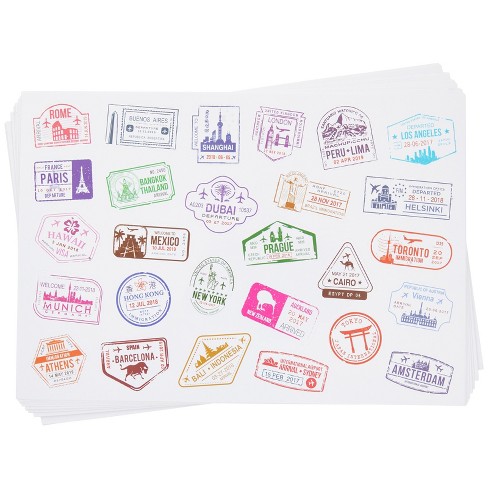 bright creations 810 count vintage travel stickers passport stamps for kids scrapbooking 27 cities target