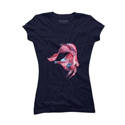 Junior's Design By Humans Betta Fish By GisaPizzatto T-Shirt