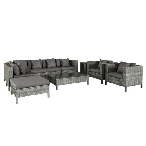 L shaped grey rattan garden online furniture