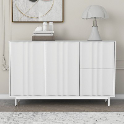 VYNXARIA U_STYLE Wave Pattern Storage Cabinet with 2 Doors & 2 Drawers - Versatile & Adjustable