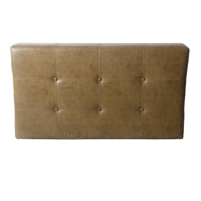 Modern Tufted Light Brown Faux Leather Cocktail Ottoman - 48in