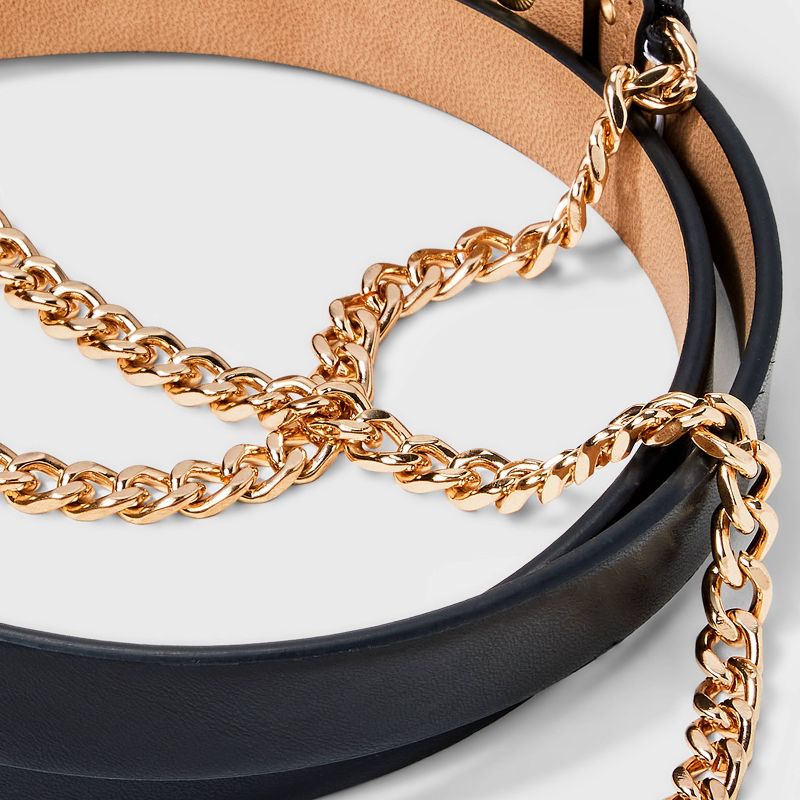 Women's Gold Chain Waist Belt - A New Day™ Black, 4 of 5