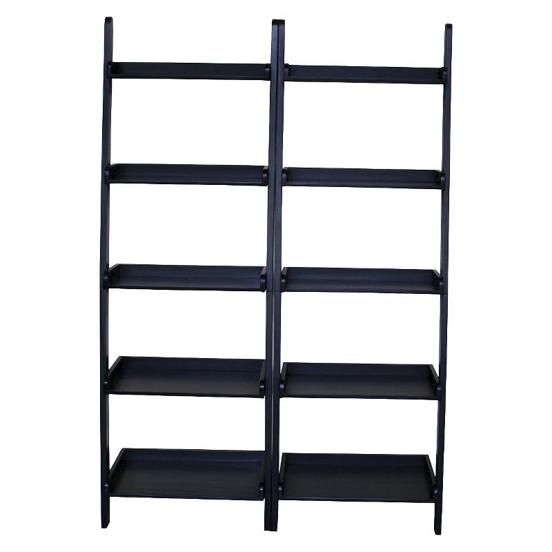 Set of 2 75.5" 5 Shelf Leaning Bookcases - International Concepts, 1 of 9