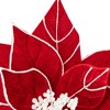 Northlight 20" Red and White Velvet Glittered Poinsettia Christmas Stem Spray - 4 of 4