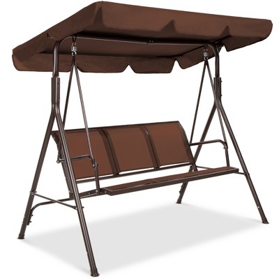 Best Choice Products 2-Seater Outdoor Adjustable Canopy Swing Glider Patio Bench w/ Textilene, Steel Frame