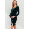 Hello Miz Women's Velvet Long Sleeve Square Neck Maternity Mini Dress - 2 of 4
