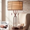 Franklin Iron Works Marlowe Industrial Table Lamp 28 3/4" Tall Bronze with USB Charging Port Double Shade for Bedroom Living Room Bedside Nightstand - 2 of 4