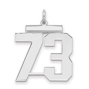 Black Bow Jewelry Sterling Silver, Athletic Collection, Large Polished Number 73 Pendant - 1 of 3