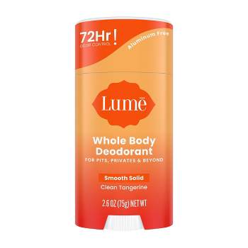 Lume Whole Body Women’s Deodorant - Smooth Solid Stick - Aluminum Free  - Clean Tangerine Scent - 2.6oz