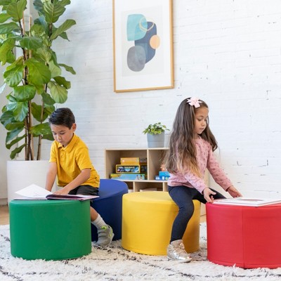 SoftZone Assorted Round Foam Ottomans Set, 4-Piece