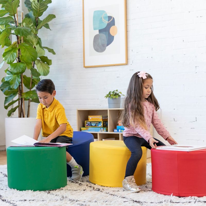 ECR4Kids SoftZone Round Foam Ottoman, Flexible Seating, 12in Seat Height, 4-Piece, 6 of 14