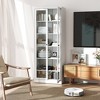 Airsurfer Tall Glass Door Storage Cabinet with Adjustable Shelves, White Display Pantry Cabinet for Kitchen, Dining Room or Living Room - 2 of 4