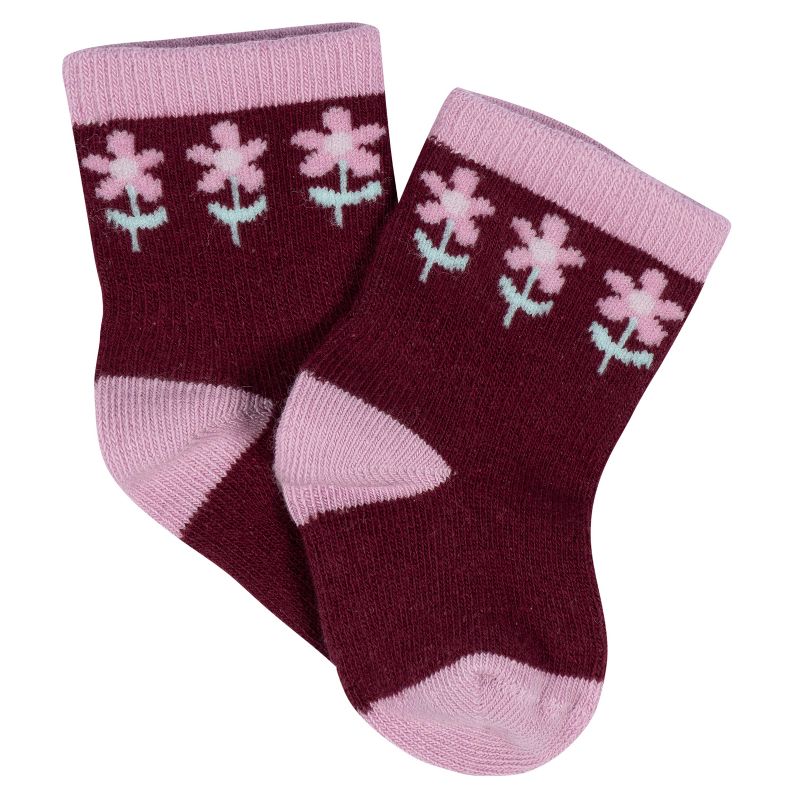 Gerber Baby Girls' 8-Pack Jersey Wiggle Proof® Socks Lavender Garden, 4 of 10