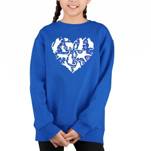 LA Pop Art Cat Heart - Girl's Word Art Crewneck Sweatshirt - 1 of 4
