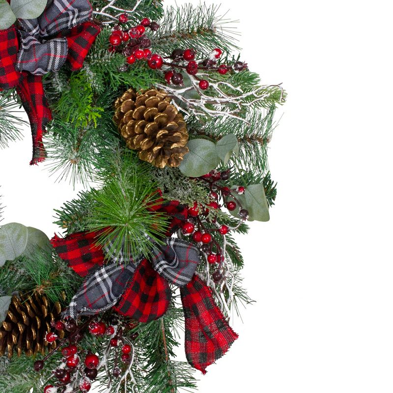 Northlight Dual Plaid and Berries Artificial Christmas Wreath - 24-Inch, Unlit, 4 of 7