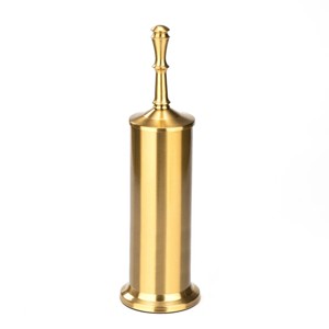 Home Mart Goods Stainless Steel Gold Toilet Brush Set with Holder - 15" Tall - 1 of 4