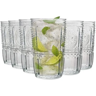 Bormioli Rocco Romantic Cooler 16 Ounce Stackable Drinking Glass, 6-Piece